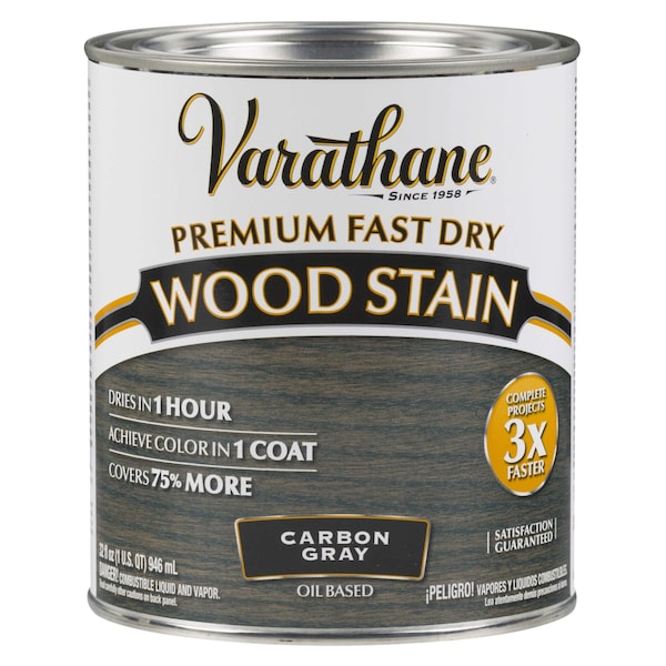 Varathane Premium Fast Dry Wood Stain, Carbon Gray, 1 Qt 304559 - main